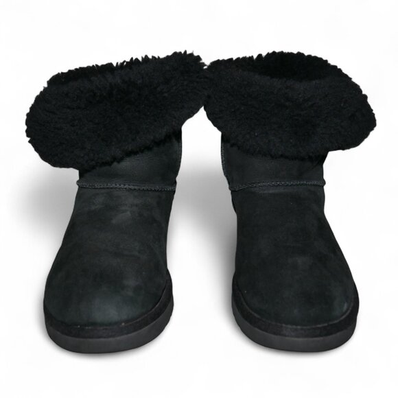 Ugg Jackee Sheepskin Swarovski Crystal Short Boots Women’s Size 9 Black Bow EUC - Picture 8 of 14